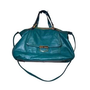 b.Makowsky Leather Tote with Shoulder Strap - Green